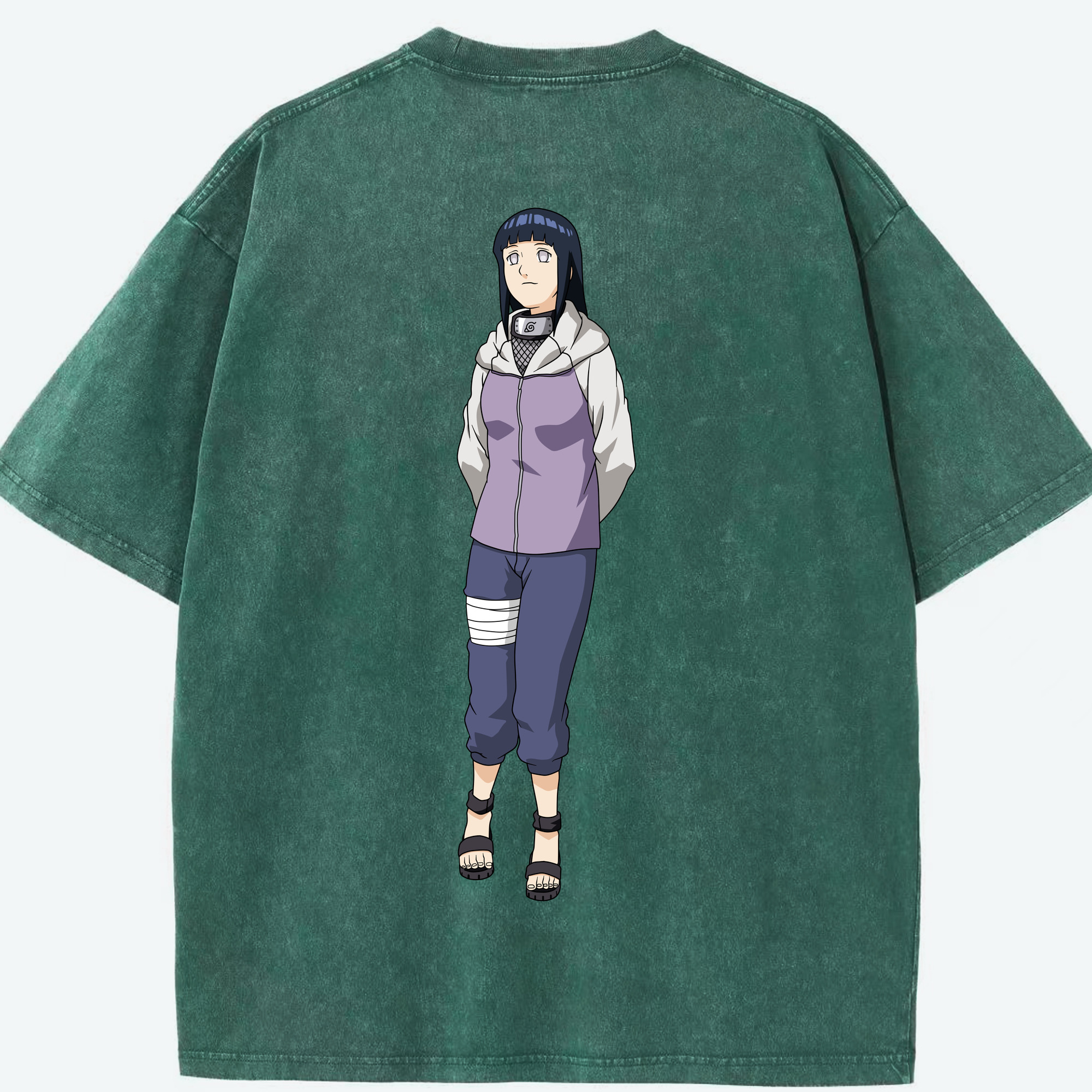 （画像用） NARUTO -ナルト- 日向ヒナタ Hyūga Hinata 綿100% ヴィンテージ風 半袖Tシャツ（背面プリント）